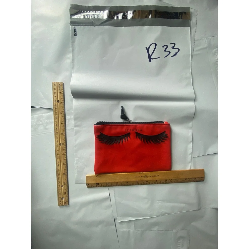 Sephora Red Makeup Bag Pouch Cosmetic Organizer Zipper‎ Closure